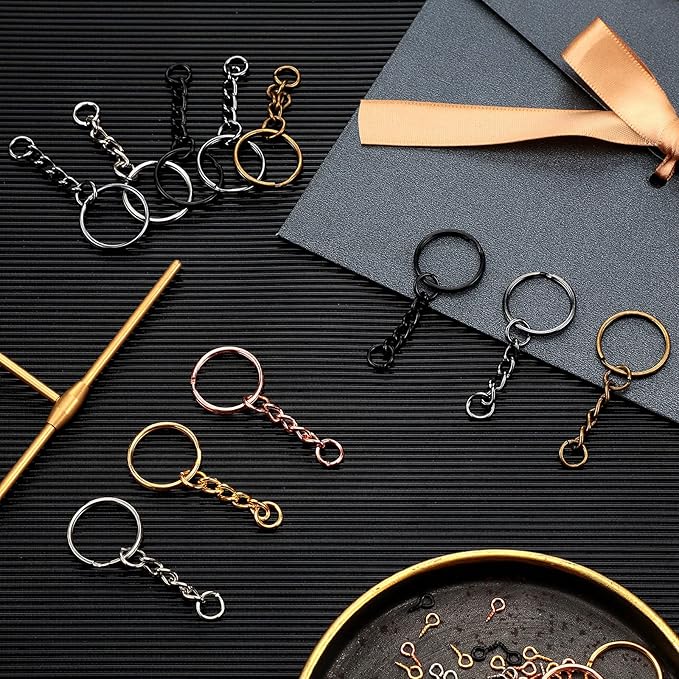 Hotop 360 Pcs Key Rings for Crafts Keychain Making Kit Including 90 Open Jump Rings Connectors, 180 Small Screw Eye Pins Hooks Bulk for DIY Keychain Supplies Crafts Jewelry Making(20 mm,Mixed Color)