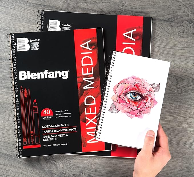Bienfang Mixed Media Pad, 11x14 Inches, 40-Sheets Artist Paper, Spiral-Bound Sketchbook, 90lb,146gsm