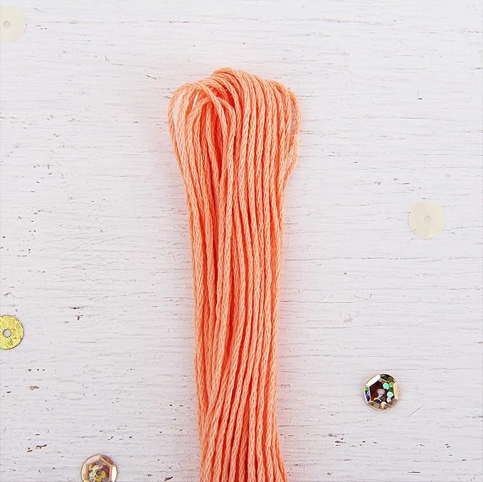 12 Skeins ThreadArt Premium Egyptian Long Fiber Cotton Embroidery Floss | Melon | 6 Strand Divisible Thread 8.75yds Each for Hand Embroidery, Friendship Bracelets, Cross Stitch and Crafts