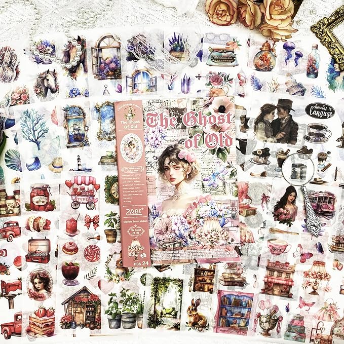 Journal Sticker Book for Adults, 568pcs Pre-Cut Junk Journal Stickers for Scrapbooking Supplies Vintage Washi Stickers for Journaling Aesthetic Scrapbook Supplies for Women, Ephemera Sticker Book