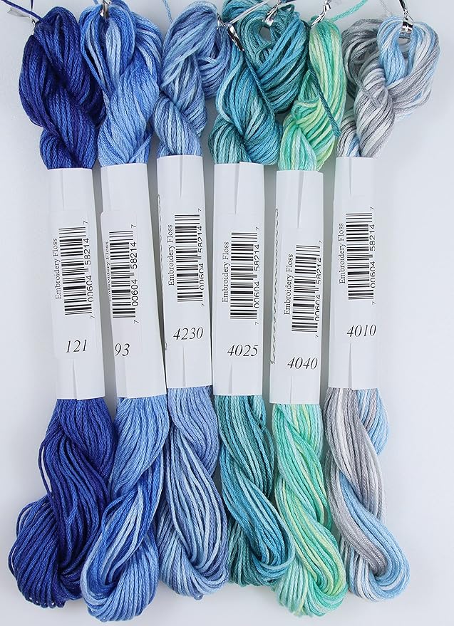 KCS Big skeins of 25 Meters Size 25 Color Variegated Cross Stitch Stranded Threads,6 skeins,19
