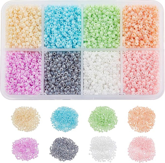 NBEADS 12500 Pcs 2mm Small Glass Seed Beads for Jewelry Making, 12/0 Small Craft Beads, Mini Beads with 1mm Hole for Bracelets Earring Making Supplies Kit- Colorful