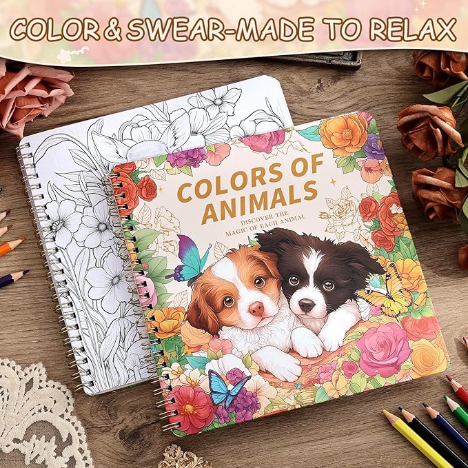Women's Coloring Book 30 Pages Cute Pets Pattern Coloring Books for Adults to Relax and Relieve Anxiety, Gift for Mother's Day, Birthdays, Christmas, Anniversaries