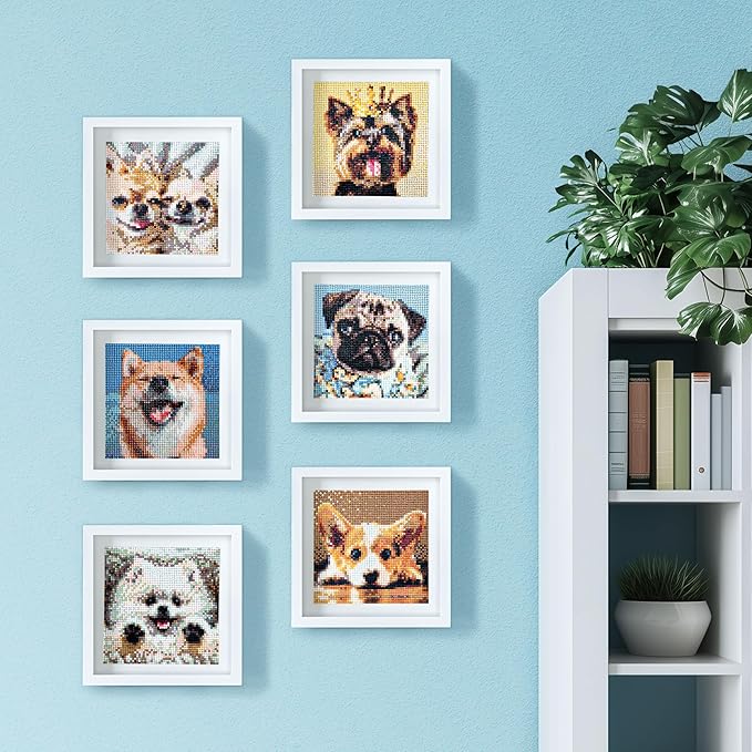 LuwoArte 6 Pack Diamond Painting Kits for Adults – Cute Dogs-Themed Diamond Art Kits – DIY Full Drill Paint Gem Art for Adults – Brilliant 5D Diamond Painting Kit – Relaxing Craft for Home Wall Décor