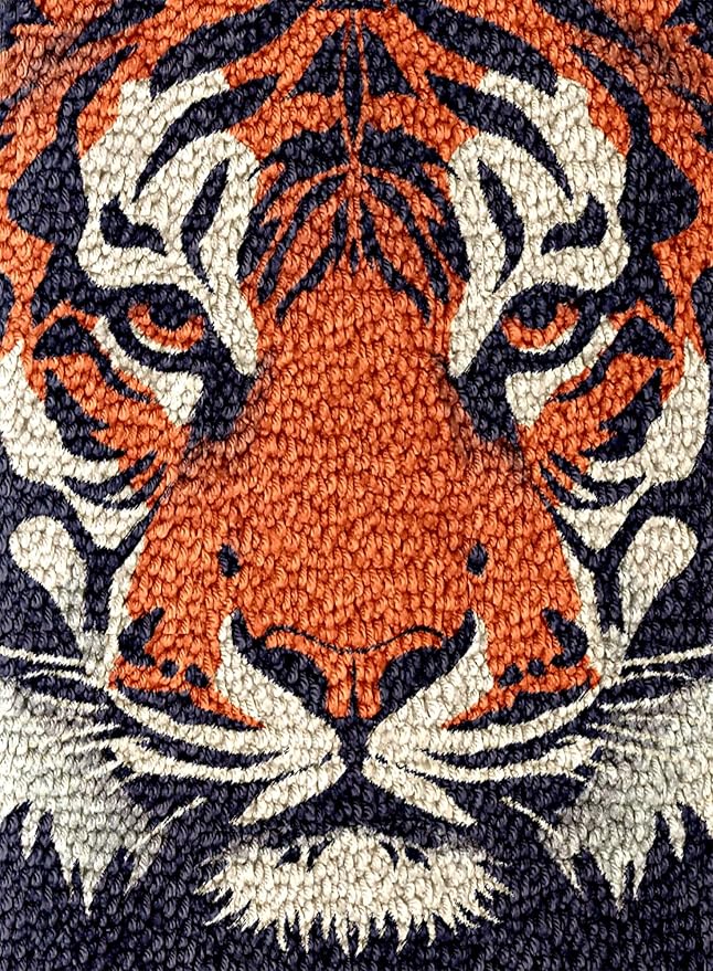Wild Animal Orange Tiger Latch Hook Rug Kit for Adults DIY Carpet Cushion with Printed Canvas Crochet Yarn Craft Hook and Latch Tapestry for Home Decor Pets Warm Pads 60x40cm(1)