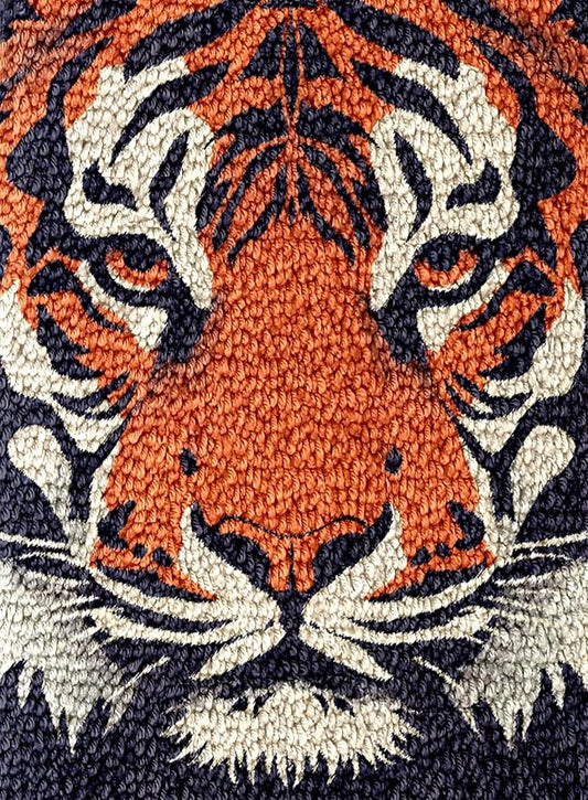 Wild Animal Orange Tiger Latch Hook Rug Kit for Adults DIY Carpet Cushion with Printed Canvas Crochet Yarn Craft Hook and Latch Tapestry for Home Decor Pets Warm Pads 60x40cm(1)