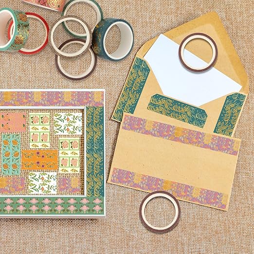 Gold Foil Floral Decorative Tape Set 20 Rolls Retro Washi Tape Aesthetic DIY Art Masking Tape for Kids Craft Notebook Planner Book Scrapbooking & Stamping Supplies Gift Wrapping