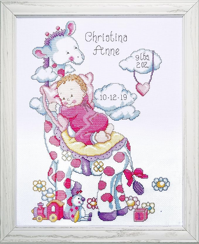 Tobin Giraffe Girl, 11 x 14 Counted Cross Stitch Kit, Multi, Multicolor (T21733)