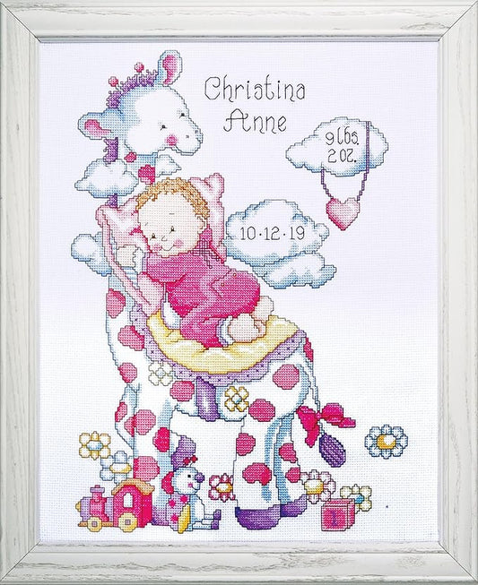 Tobin Giraffe Girl, 11 x 14 Counted Cross Stitch Kit, Multi, Multicolor (T21733)