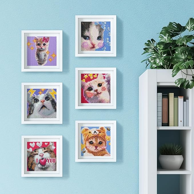 LuwoArte 6 Pack Diamond Painting Kits for Adults – Featuring Meme Kittens and Cute Cats – Full Drill DIY Paint Gem Art for Adults – Brilliant 5D Diamond Painting Kit–Relaxing Craft for Home Wall Décor