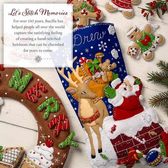 Bucilla Felt Applique Wall Hanging Kit, Treetop Snowman, Perfect for DIY Arts and Crafts