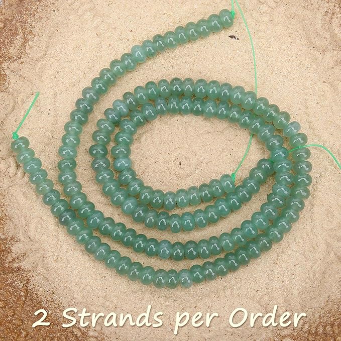 2 Strands (150PCs) Natural Green Aventurine Rondelle Beads, 5 * 8mm Gemstone Loose Spacer Abacus Disk Beads for DIY Bracelet Necklace Earrings Jewelry Making, Craft Supplies Beading Kit