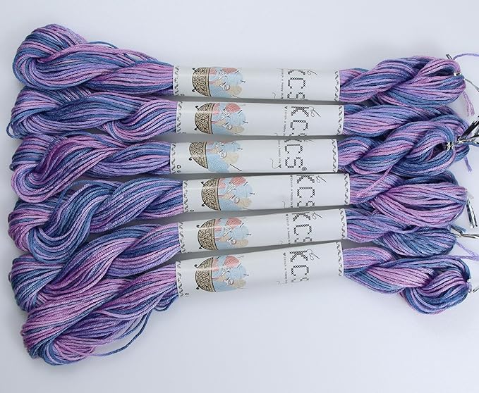 KCS Big skeins of 25 Meters Size 25 Color Variegated Cross Stitch Stranded Threads,6 skeins,4215