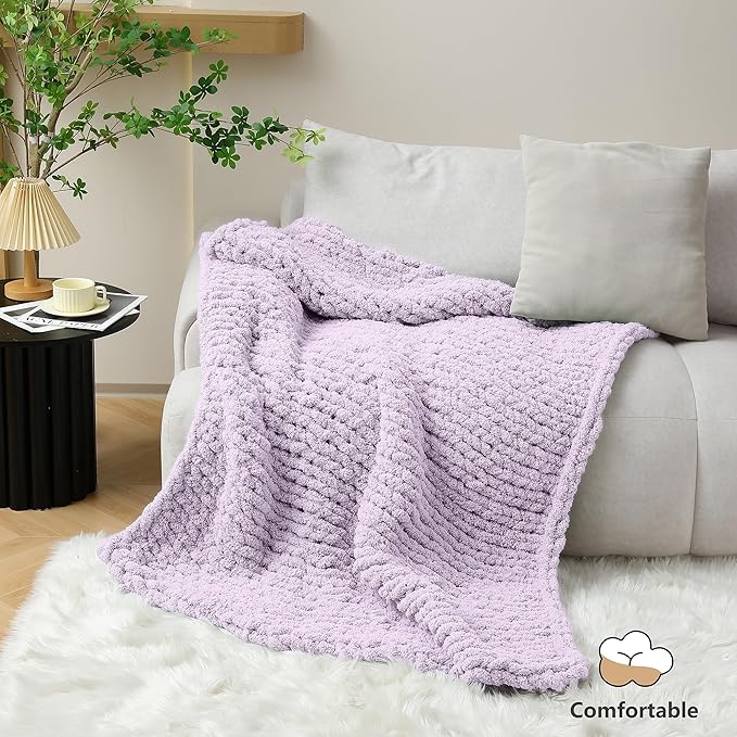 Chunky Yarn for Hand Knitting - #10 Chunky Chenille Yarn, Jumbo Big Thick Chunky Yarns for Crocheting, Super Bulky Chunky Knit Blanket Yarns, 8 Skein (25 yds 8 oz Each Skein), Lavender Fog