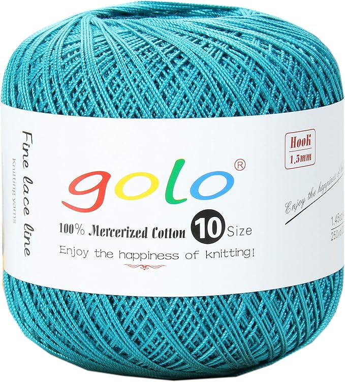golo Crochet Thread Size 10 for Beginners Crochet Yarn for Hand Knitting Waterbird Blue 612