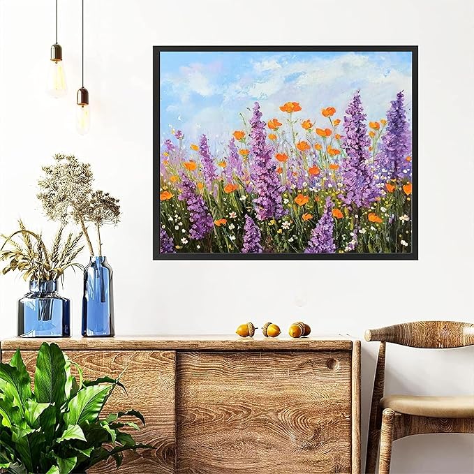Flower Paint by Numbers for Adults with Framed Canvas-with Wooden Easel,Paint by Number on Canvas Flowers,DIY Acrylic Oil Painting Kits with Brushes Nice Gift Box for Home Wall Decor(12x16inch)