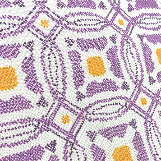 Howie's Needlepoint Needlepoint Kits for Adults, Pillow Front Cross Stitch Kit with Embroidery Pattern on Canvas, Yarn, 2 Needles and Instruction, 16 x 16inch(Purple Circle Window)