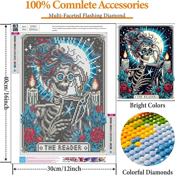 Gemozaic Skull Diamond Painting Kits for Adults- Skull Diamond Art Kits for Adults, Gem Painting Kit for Adult for Gift and Home Wall Decor 12x16 Inch