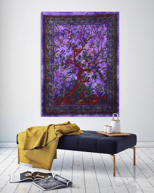 the art box purple tree of life tapestry, 30x40 inch, wall art, bedroom decor