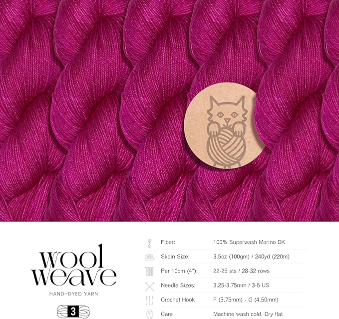 Superwash Merino Wool Yarn for Knitting & Crocheting - Premium Hand Dyed, 100gr, 240 Yards Dk Weight - Luxurious, Soft & Durable Mauve Yarn