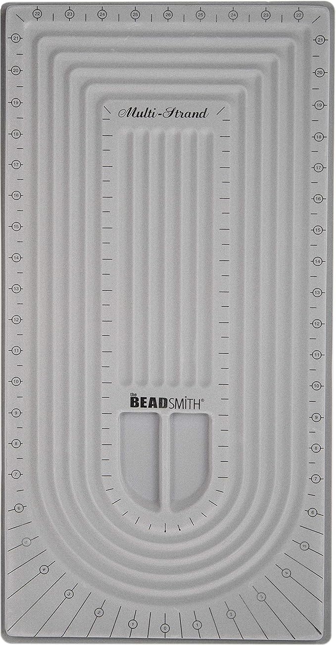 The Beadsmith Bead Board, Grey Flocked, 5 U-Shape and 6 Straight Channels, 10 x 20.5 inches, Design Boards for Creating Bracelets, Necklaces and Other Jewelry
