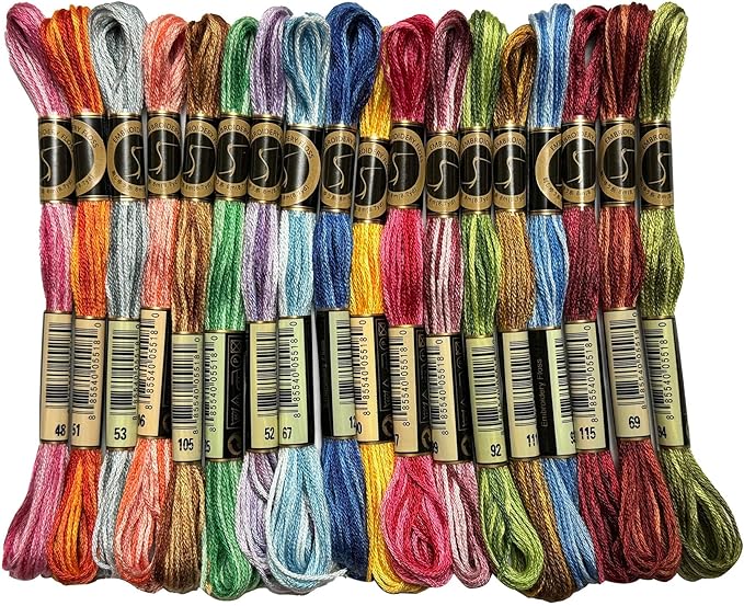 Magical Color Variations Floss Pack Six Strand Embroidery Variegated Cross Stitch Threads, Multi Color Set A, Pack of 18 Skeins