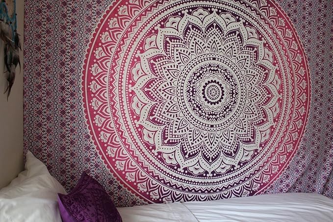 popular handicrafts tapestry wall hanging hippie mandala bohemian hippy intricate indian tapestries bedspread 90 x 108 inches (230cm x 270cm) purple ombre