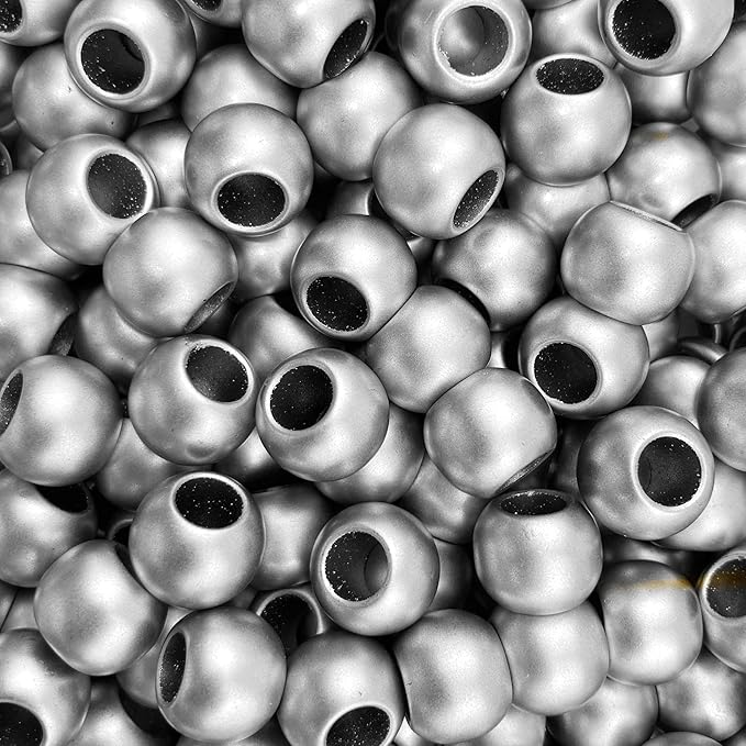 300 acrylic large hole beads for crafts 10mm x 12mm acrylic barrel beads with 5.7mm large hole, black tie matte assortment