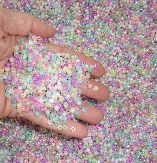 Seed Beads 6/0 4mm Glass Pony Beading DIY Craft Jewelry Making Assorted Mixed Colors, Large Bulk Set of Beads (Pastel Colors 3/4 Pound)