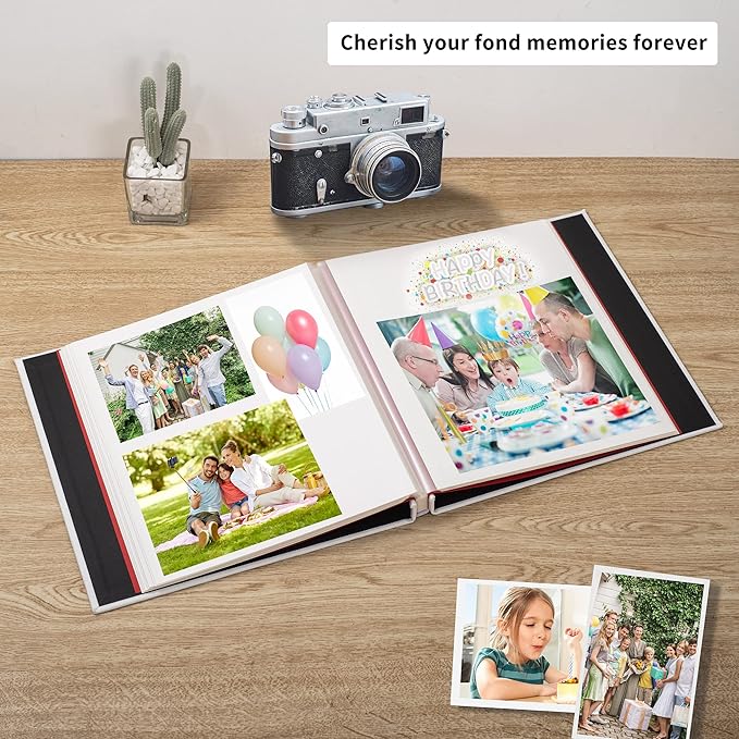 White Photo Album Self Adhesive Scrapbook Album for 4×6 Photos/Pictures DIY Linen Cover Album 15 Sheets/30 Blank Pages for Family Wedding, Birthday, Christmas, Anniversary
