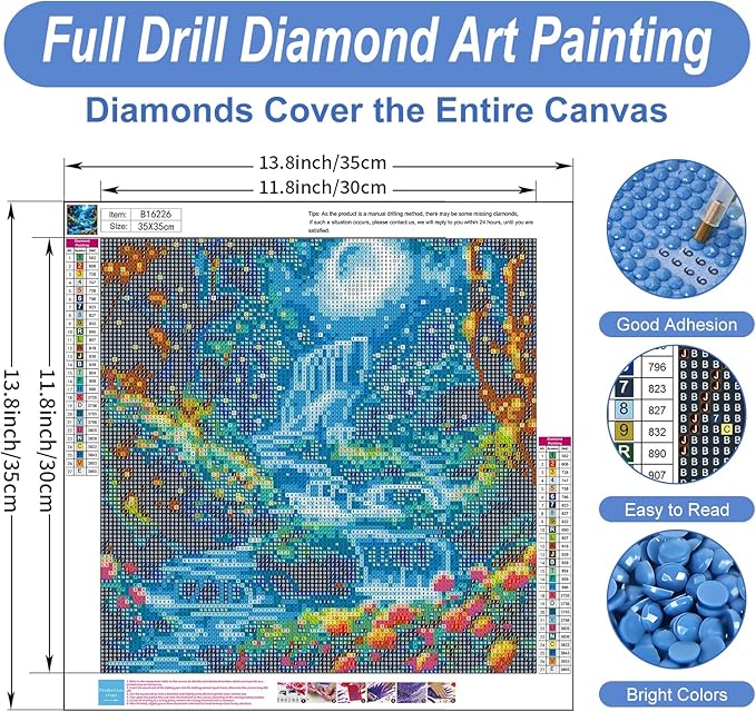 Camocin Diamond Art Kits for Adults Waterfall, 5D Waterfall Diamond Painting Kits for Adults Beginners, DIY Landscape Scenery Full Round Dots Drill Gem Art Kit for Gift Home Wall Decor 14 x 14 Inch