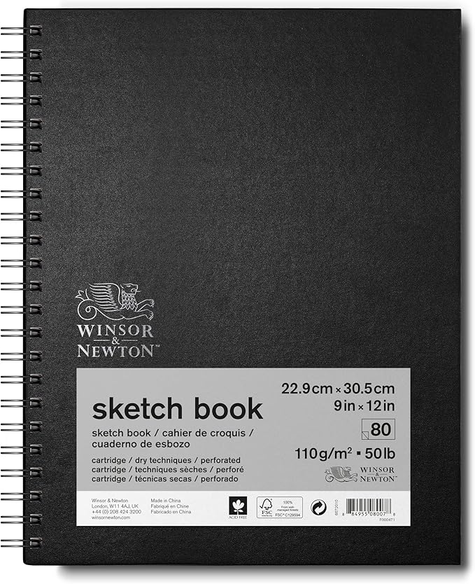 Winsor & Newton Classic Spiral Sketch Book, 9x12", 80 sheets, Natural White