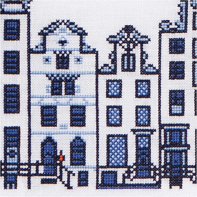 Thea Gouverneur - Counted Cross Stitch Kit - City Street Amsterdam - Aida - 16 Count - Embroidery Kits for Adults - Crafts - DMC Embroidery Threads and Other Cross Stitch Supplies Included - 873A