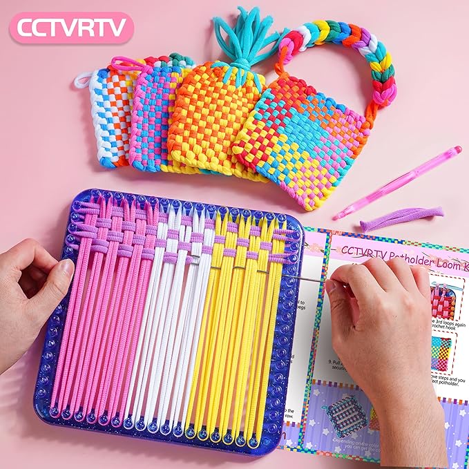 CCTVRTV Weaving Loom Kit Toys for Kids and Adults, Potholder Loops DIY Arts and Crafts for Boys and Girls Ages 5 6 7 8-12 13, Easy Potholder Loom Knitting Kits Gifts for Beginners, 252 Craft Loops.