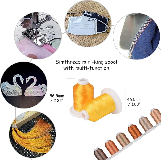 Simthread Embroidery Thread with Storage Box, 800 Yards Snap Spools 9 Brown Colors for Embroidery and Sewing Machine