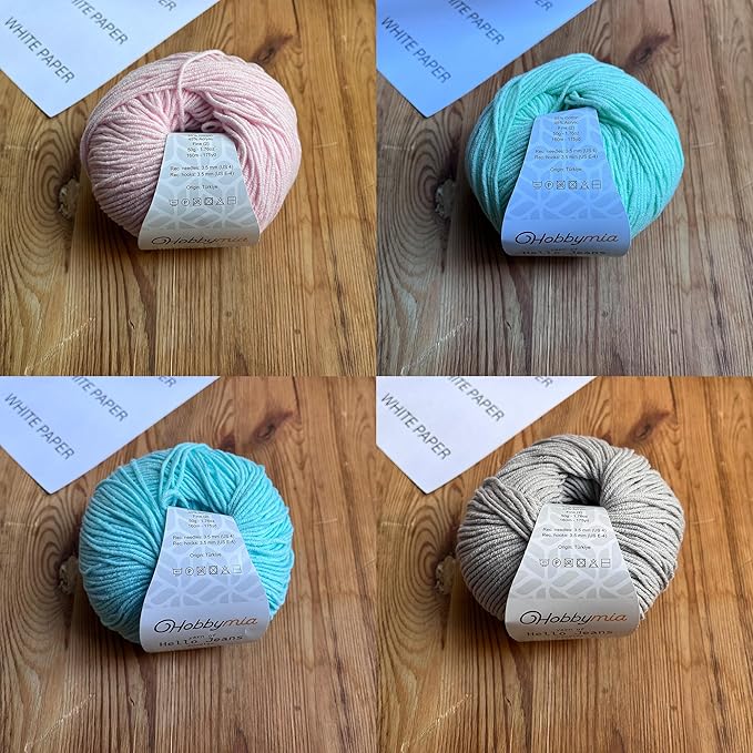 Cotton Yarn Kit - 4 Multicolor Balls Soft Sport Weight Yarn for Crochet & Amigurumi - 50g / 175yds Each & 10 Stitch Markers (H11 - Pastel-2)