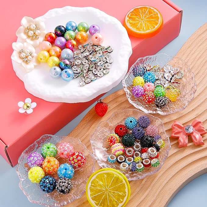 190 Pcs Beads for Pens Making, Included Rondelle Spacer Bead and 16/20mm Bubblegum Beads for Pen, Acrylic Bead for Jewelry Making, Bracelets, Beadable Pens, Christmas Gifts