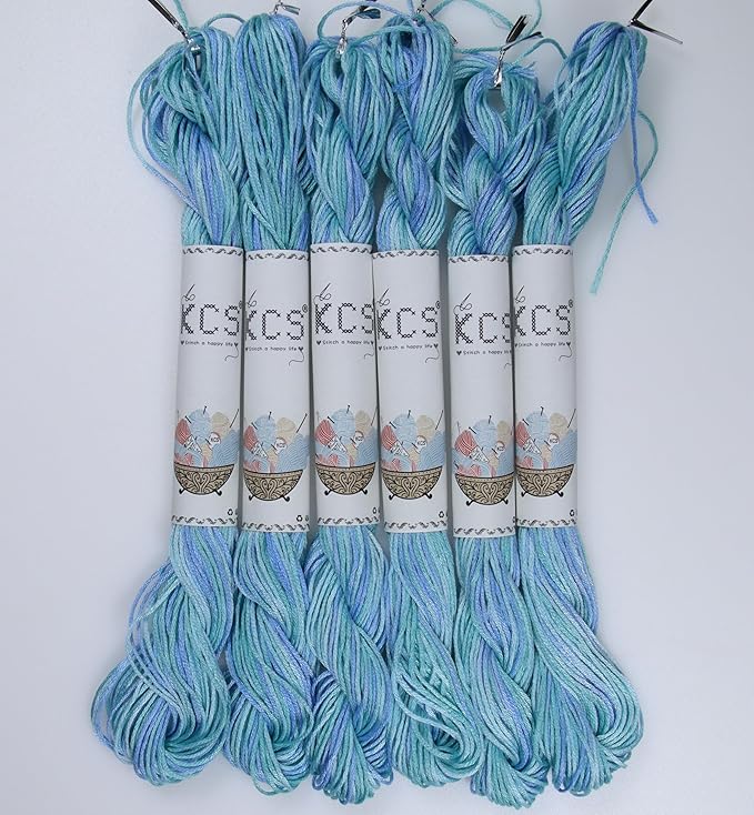 KCS Big skeins of 25 Meters Size 25 Color Variegated Cross Stitch Stranded Threads,6 skeins,4020