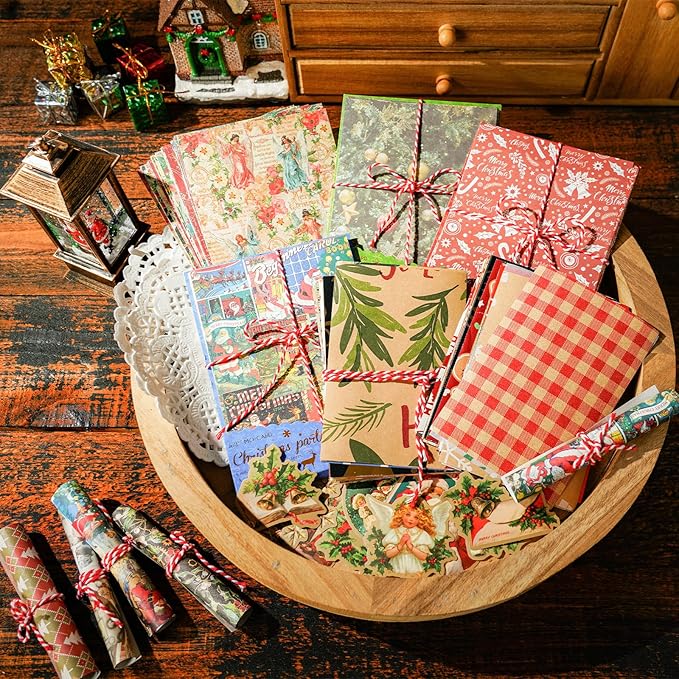DOLEEYAE 287pcs Vintage Junk Journal Kit, Scrapbook Paper & Stickers for Bullet Journaling, DIY Planner Supplies with Aesthetic Patterns for Card Making, Crafting and Mixed Media Art