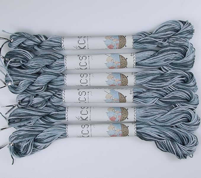KCS Big skeins of 25 Meters Size 25 Color Variegated Cross Stitch Stranded Threads,6 skeins,53