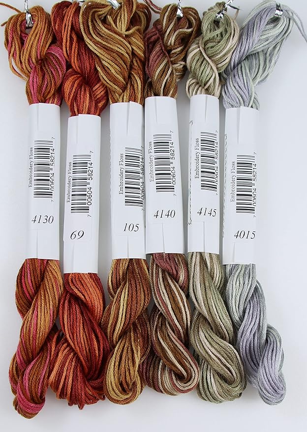 KCS Big skeins of 25 Meters Size 25 Color Variegated Cross Stitch Stranded Threads,6 skeins,22