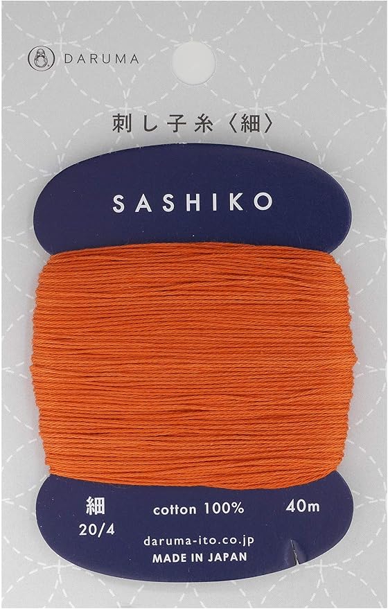Sashiko Thread Thinner Weight 40m Col. 214 -Carrot Orange- Japanese Embroidery & Quilting by Yokota