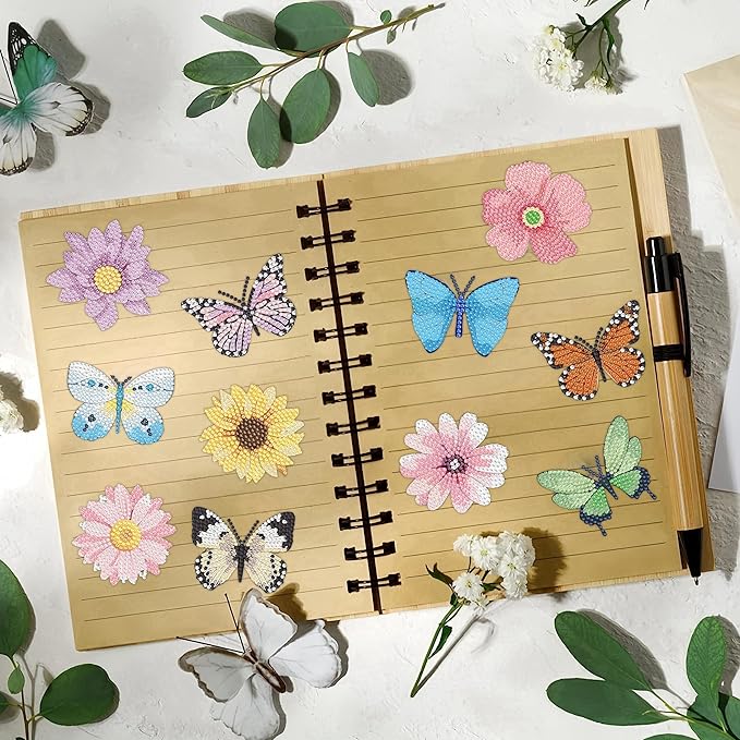 16 Pcs Butterfly Diamond Painting Magnets Kits,Flowers Diamond Art Fridge Magnet Refrigerator Sticker Diamond Painting kit for Beginners Adults DIY Art Craft Gifts Home Decors (Butterfly)