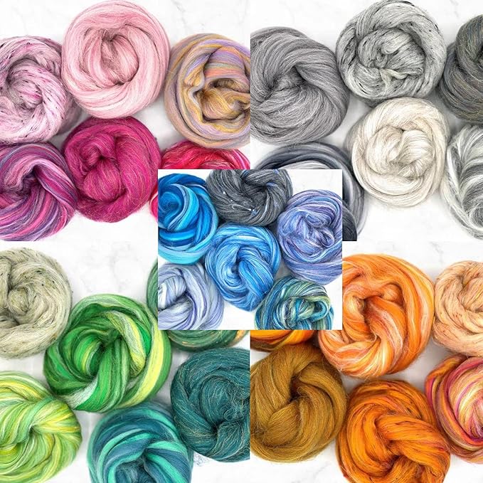 Revolution Fibers Zen Blend Collection | Luxurious Blends of Merino, Silk, Bamboo & Viscose | Base Crafting Fiber Blends for Spinning, Felting, Weaving & Tapestry (Shady Gray)