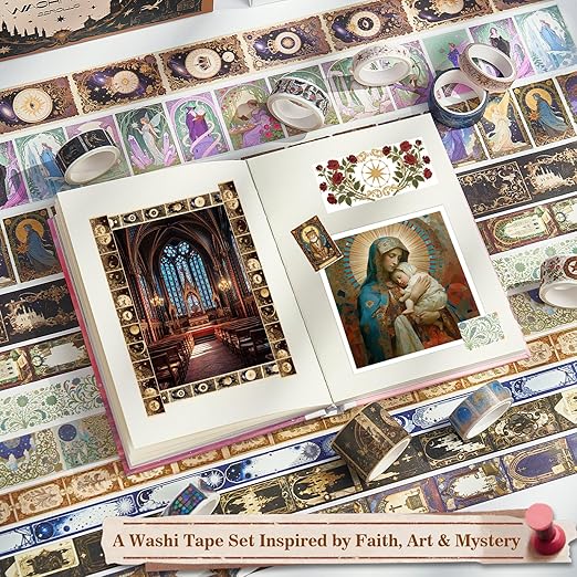 Witchy Washi Tape Set 22 Rolls,Tarot Decorative Masking Tape for Junk Journal, Journaling & Scrapbook Supplies, DIY Crafting Supplies