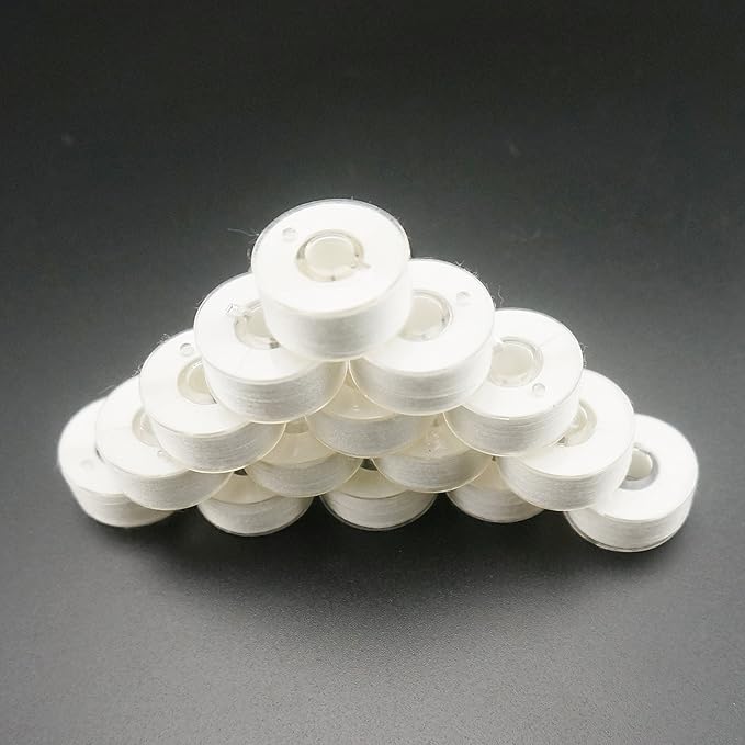 New brothread 144pcs (96White + 48Black) 60S/2(90WT) Prewound Bobbin Thread Plastic Size A SA156 for Embroidery and Sewing Machine Cottonized Soft Feel Polyester Thread Sewing Thread