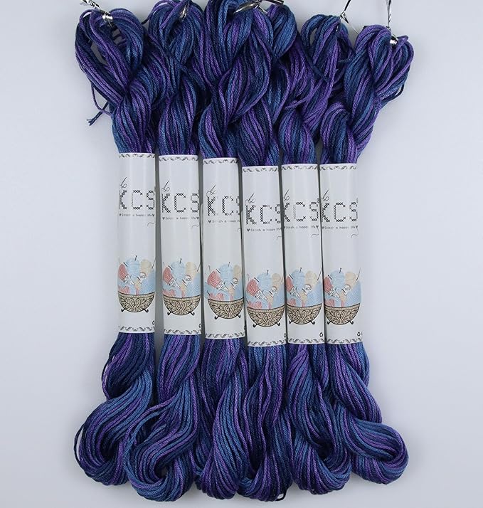 KCS Big skeins of 25 Meters Size 25 Color Variegated Cross Stitch Stranded Threads,6 skeins,4240