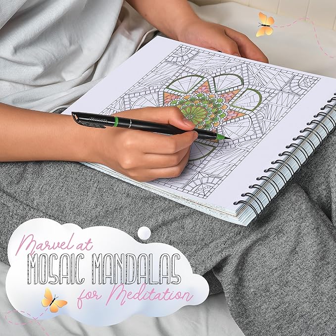 ColorIt Mandalas Volume X Spiral Bound Adult Coloring Book with 50 Mandala Patterns for Relaxation and Stress Relief - Includes Perforated Pages, Thick Paper, Hardback Covers, and Blotter Page