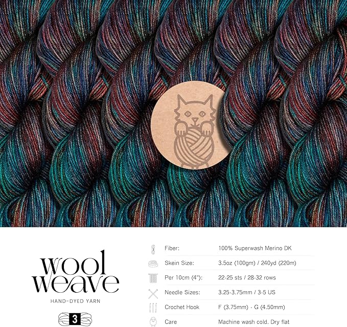 Superwash Merino Wool Yarn for Knitting & Crocheting - Premium Hand Dyed Yarns, 100gr, 240 Yards Dk Weight - Luxurious, Soft & Durable Blue Variegated Yarn