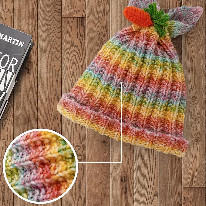 2 Pack Wool Blend Yarn, 2x3.5oz / 285yds, #3 DK, 20% Wool 80% Acrylic, Variegated, Single-Ply Soft Crochet & Knitting Wool Yarn for Sweaters, Scarves, Hats (Rainbow)
